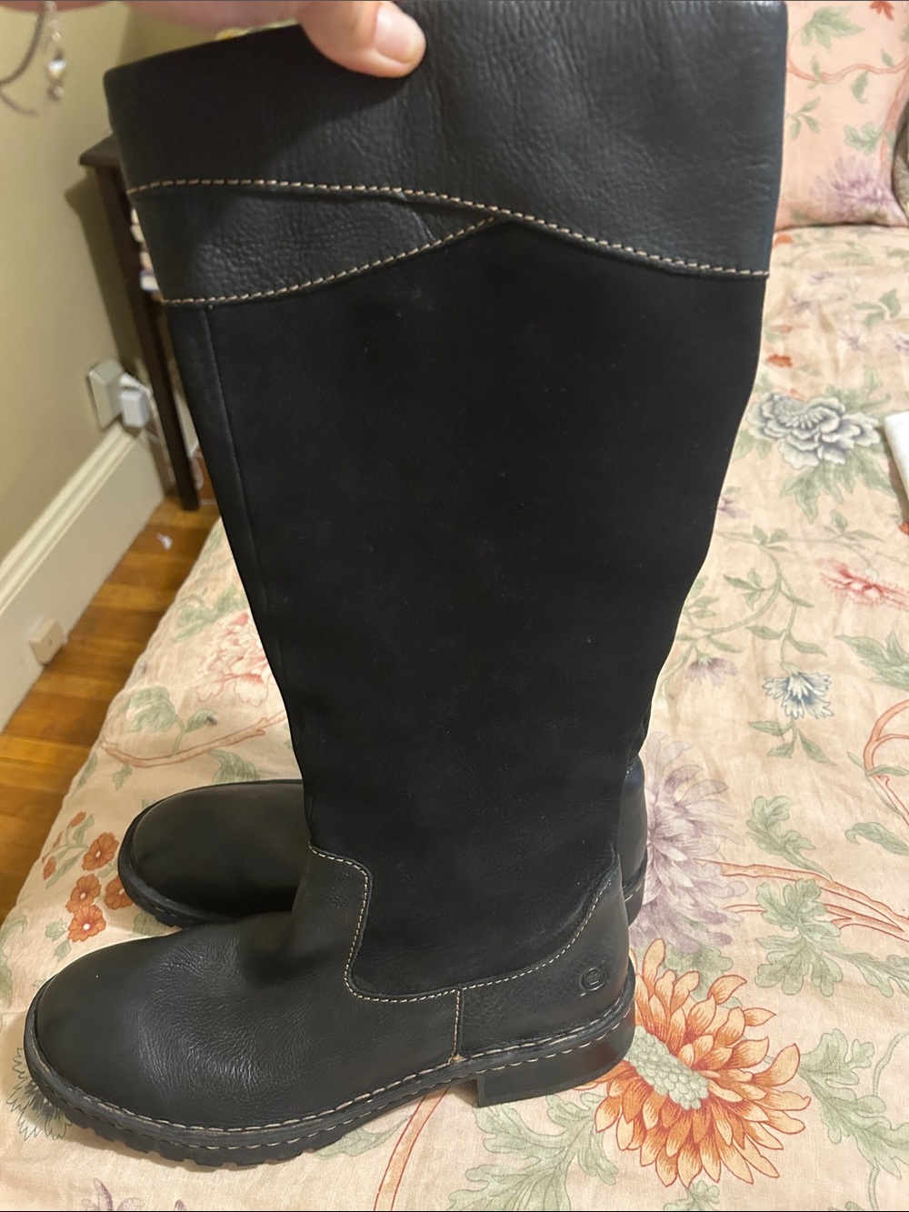 Born Black Tall Leather Heeled Boots